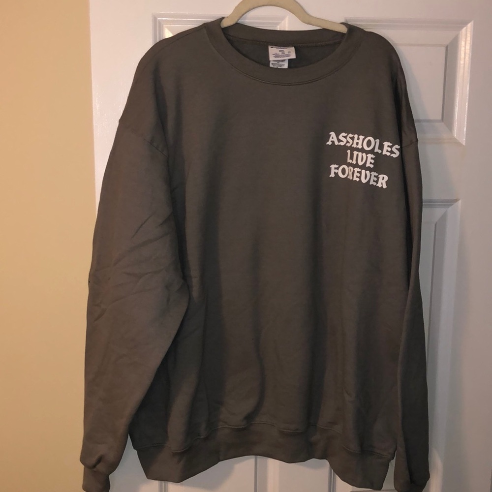 Assholes live forever X champion grey crew neck
